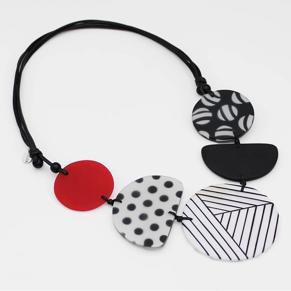 Geometric Black and Red Necklace